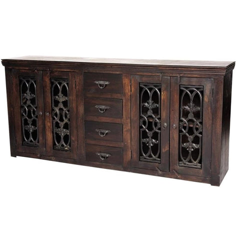 Moti Bliss 4-Drawer 4-Door Solid Wood Diamond Buffet in Brown Finish