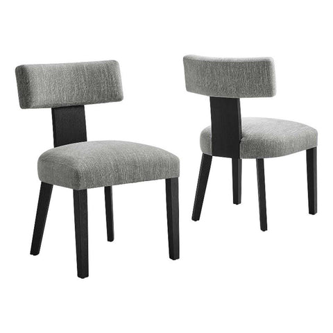 Modway Nalani Armless Dining Chairs Set of 2 in Heathered Weave Gray Black - Contemporary Side Chairs with Wood Legs - Versatile Accent Chairs for Dining Room, Kitchen, or Living Room