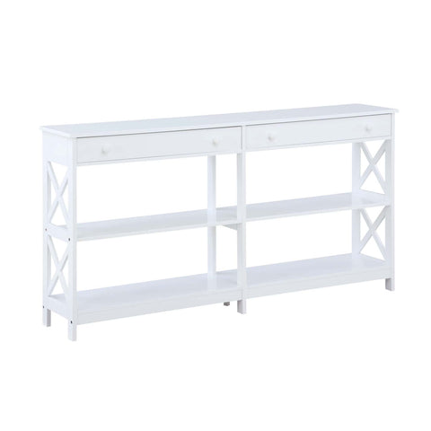 Convenience Concepts Oxford 2-Drawer Console Table with Shelves, 60", White