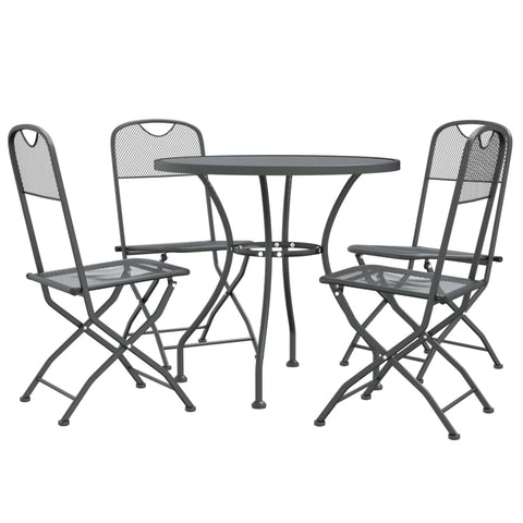 vidaXL Anthracite Patio Dining Set - 5 Pieces, Foldable Chairs, Expanded Metal Mesh with E-Coating Finish, Weather-, Outdoor Furniture