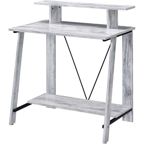 Acme Nypho Wooden 2 Shelves Writing Desk in Antique White and Black