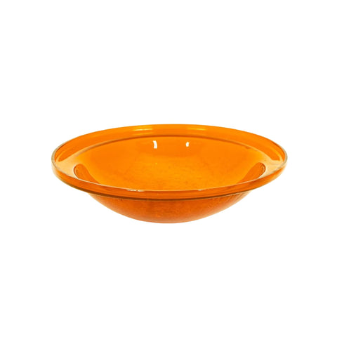 Oakestry Mandarin Crackle Birdbath Orange Decorative Garden Outdoor Glass Water Bowl Small