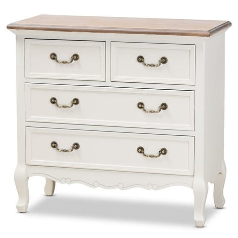 Baxton Studio Amalie White and Oak Finished 4-Drawer Accent Dresser