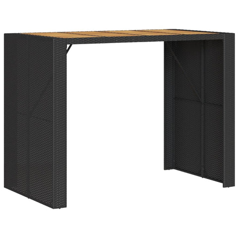 vidaXL Patio Table with Acacia Wood Top - Outdoor Furniture - Black Poly Rattan Frame - Powder-Coated Steel - 57.1" Length x 31.5" Width x 43.3" Height - Rectangular Modern Garden Table
