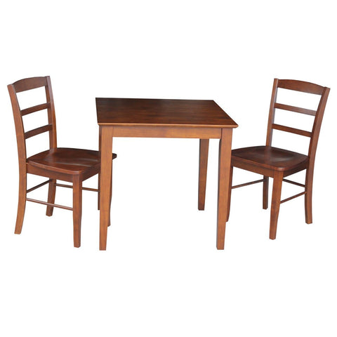 International Concepts 30X30 Dining Table with 2 Ladderback Chairs