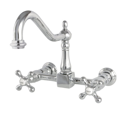 Kingston Brass KS1241AX Heritage Wall Mount Bridge Kitchen Faucet, Polished Chrome