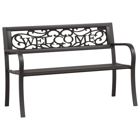 vidaXL Black Patio Bench 49.2" Made of Durable Powder-Coated Steel - Weather-Resistance and Easy Assembly for Garden, Patio, and Outdoor Areas