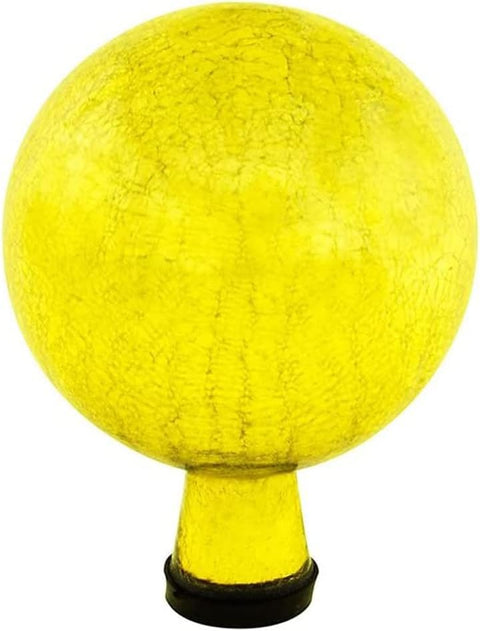 Oakestry 6-Inch Gazing Globe Lemon Drop Hand-Blown Decorative Ball with Crackle Finish, Stylish Yellow Garden Ornament for Lawn Patio Outdoor Yard Décor, Elegant Glass Sphere for Home & Garden Accents