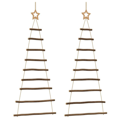 vidaXL Hanging Christmas Trees with Top Stars 2 pcs 21.7x47.2 Natural Branch