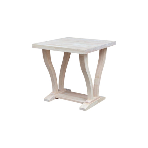 IC INTERNATIONAL CONCEPTS LaCasa Solid Wood End Table - Unfinished