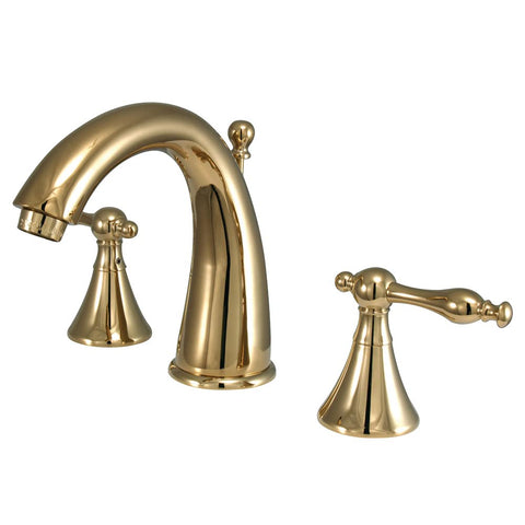 Kingston Brass KS2972NL Naples Widespread Lavatory Faucet, Polished Brass, 8-Inch Adjustable Center