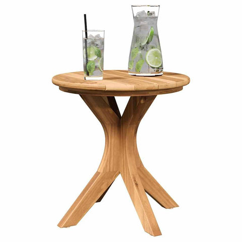 vidaXL Side Table Brown 15.75 x 15.75 x 16.14 in Solid Teak Wood, Chic Teak Patio Table, Weather-Resistant, Minimalist Design, Round for Your Garden Terrace