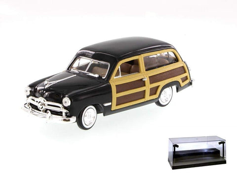 Diecast Car w/LED Display Case - 1949 Ford Woody Wagon, Black - Showcasts 73260 - 1/24 Scale Diecast Model Toy Car