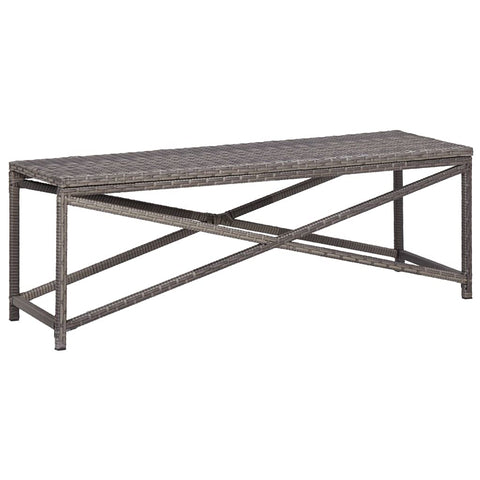 vidaXL 47.2" Gray Poly Rattan Patio Bench - Weather-Resistant and Easy to Clean - Perfect for Patio, Garden or Poolside Use - Powder-Coated Steel Frame for Extra Stability and Durability