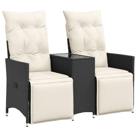 vidaXL Reclining Garden Sofa in Black & Cream/White