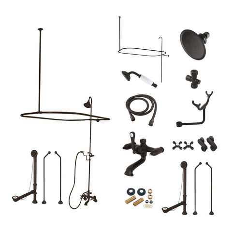 Kingston Brass CCK1185AX Vintage Clawfoot Tub Faucet Package with Shower Enclosure, Oil Rubbed Bronze