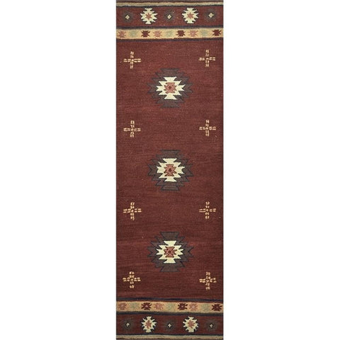 Rizzy Home Alora Decor Ryder 2'6" x 8' Tribal Burgundy/Tan/Sage/Navy Hand-Tufted Rug