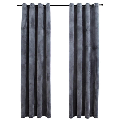 vidaXL Blackout Velvet Curtains with Rings- Set of 2, Machine-Washable Window Drapes | Velvet Fabric | 54"x95" Sized for Living Room, Bedroom, Office | Anthracite Color