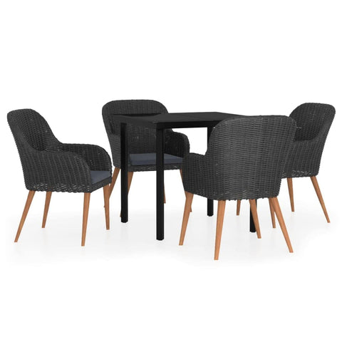 vidaXL Patio Dining Set 5 Piece, Outdoor Dining Set for 4, Table and Chair with Cushions, Dining Chair for Garden Backyard Balcony, Black