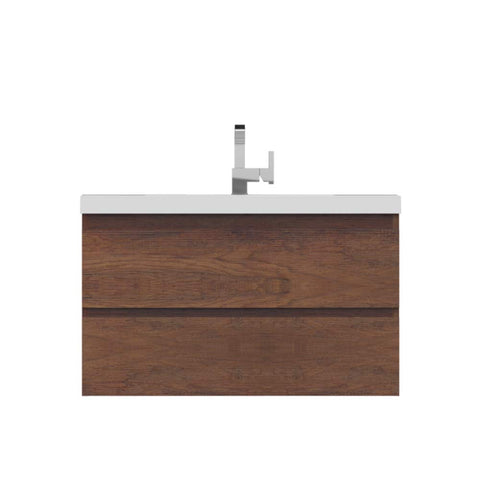 Paterno 42 Inch Modern Wall Mounted Bathroom Vanity in Rosewood