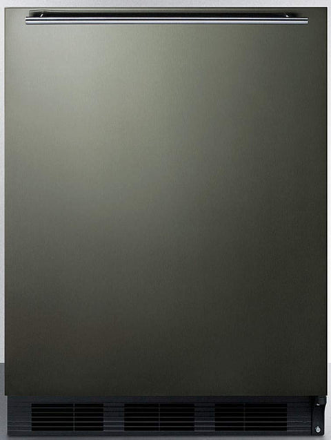 Summit Appliance CT663BKBIKSHH Built-in Undercounter Refrigerator-Freezer for Residential Use, Cycle Defrost with Black Stainless Steel Wrapped Door, Horizontal Handle and Black Cabinet