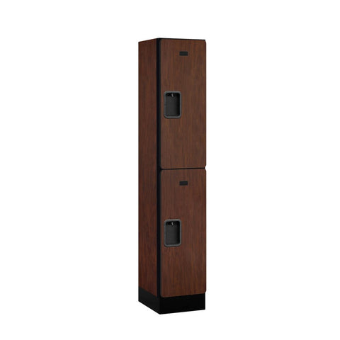 12 Wide Double Tier Designer Wood Locker - 1 Wide - 5 Feet High - 15 Inches Deep - Mahogany