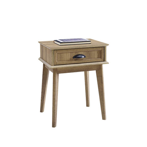 Caffoz Newport Series Tall End Side Table with Fully Extended Storage Drawer Look Accent Living Room Bedroom Home Decor Retro Furniture