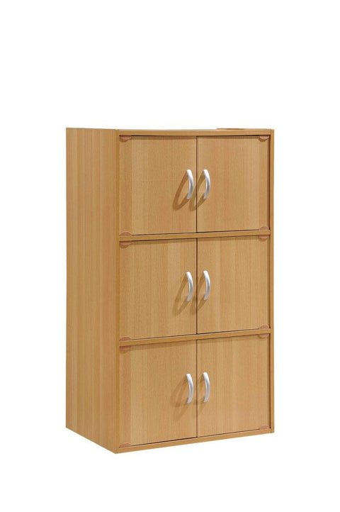 Hodedah 3-Shelf Bookcase Cabinet, Beech