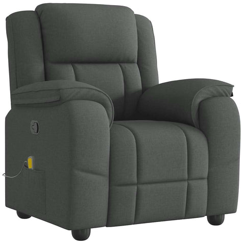 vidaXL Dark Gray Massage Recliner Chair - Fabric Armchair with Vibration Function, Manual Reclining, Side Pocket - Office/Bedroom/Lounge