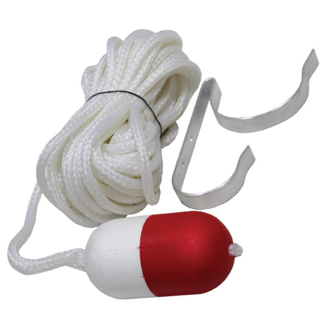 Kemp USA Rescue Throw Line with Float and Ring Buoy Holder – 60 ft Polypropylene Rope with Foam Float, Aluminum Mounting Bracket for Ring Buoy Storage, Marine Safety Throw Rope for Boats