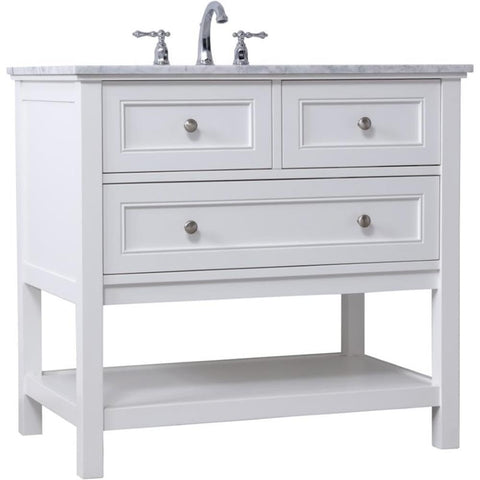 Elegant Decor Metropolis 36" Single Marble Top Bathroom Vanity in White