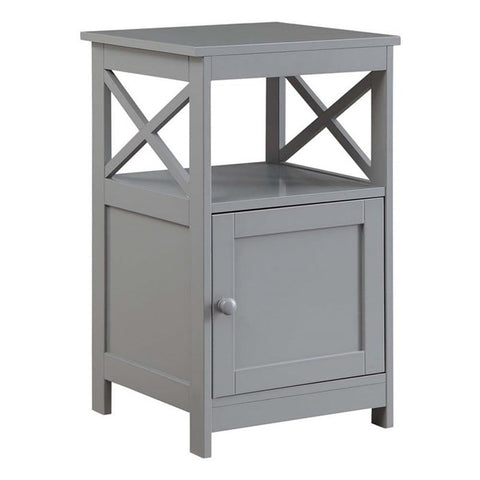 Convenience Concepts Oxford End Table with Storage Cabinet and Shelf, Gray