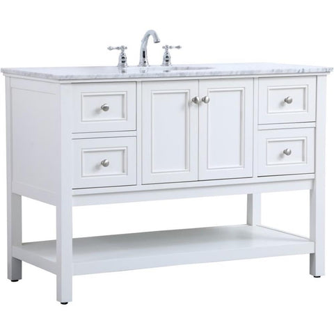 Elegant Decor Metropolis 48" Single Marble Top Bathroom Vanity in White