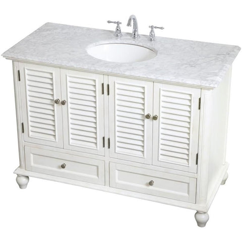 Elegant Decor Rhodes 48" Single Marble Top Bathroom Vanity in Antique White