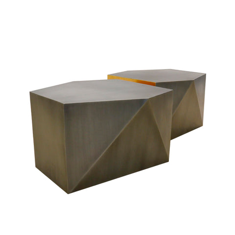 Pasargad Home Urban Chic Style Zinc Antique Finish Coffee Table Set of 2, Gray