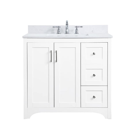 Elegant Decor Moore 36" MDF Single Bathroom Vanity with Backsplash in White