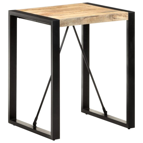 vidaXL Solid Rough Mango Wood Dining Table with Black Steel Legs - 23.6" Industrial Square Bistro Table for Kitchen, Dining Room