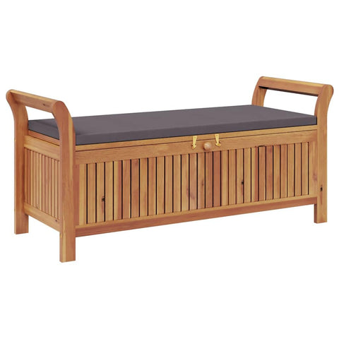 vidaXL Garden Storage Bench Wood with Dark Grey Cushion