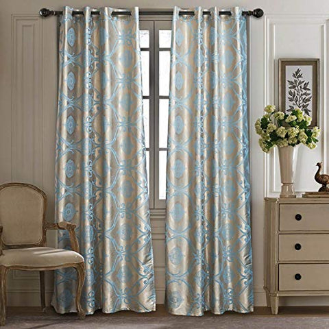 Curtains Damask Jacquard  Grommet  Semi-Blackout  Tall 60x100 inches