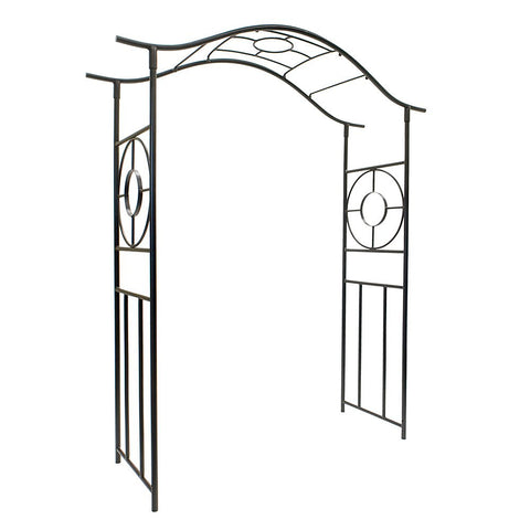 Achla Designs ARB-40 Tuscany Wrought Iron Garden Trellis Arch Arbor, Graphite