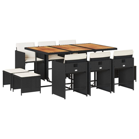 vidaXL Patio Dining Set Set of 10 Black