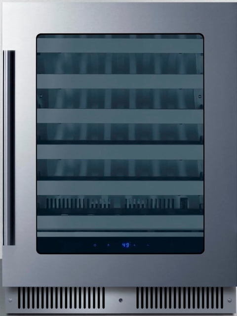 Summit 24” Wine Cellar, Built-in Wine Cellar, Shallow 18” Depth, 33 Bottle Capacity, Stainless Steel- SDHW2442