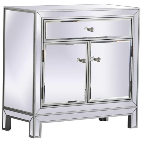 Elegant Decor Modern 2 Door 29" Mirrored Accent Cabinet in Antique Silver