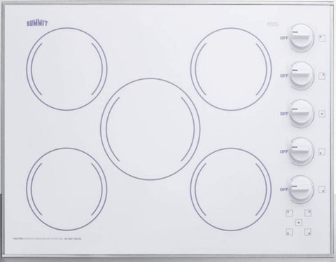 Summit 27" Electric Cooktop, 5-Burners, 230V Radiant Cooktop, White- CR5B274W
