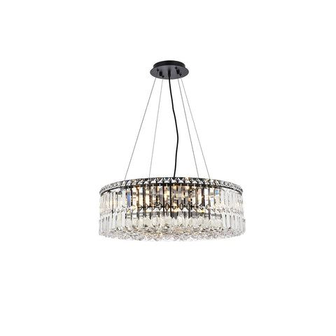 Elegant Lighting Maxime 24" Metal and Crystal Chandelier in Black