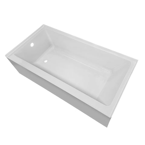 Whitehaus WHAB6030-L-WH Alcove Soaking Bathtub With Drain Hole Options