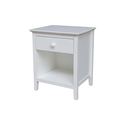 International Concepts Solid Wood Nightstand with 1 Drawer in White