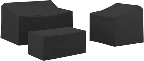 3Pc Outdoor Furniture Cover Set Black - Loveseat, Chair, & Coffee Table