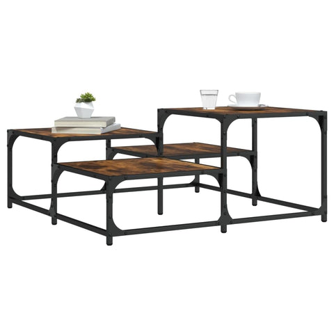 Oakestry Coffee Table Smoked Oak Engineered Wood, Metal Premium Storage Cabinet Modern Luxury Storage Solution Elegant Dining Interior Furniture Space Saving Organizer