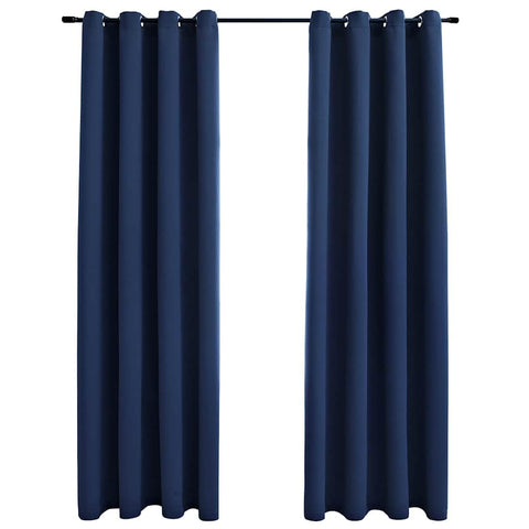 vidaXL Blackout Curtains with Rings, Set of 2, Navy Blue, 54"x95", Easy-to-Install, 95% Light Blocking, Machine Washable, Polyester Fabric
